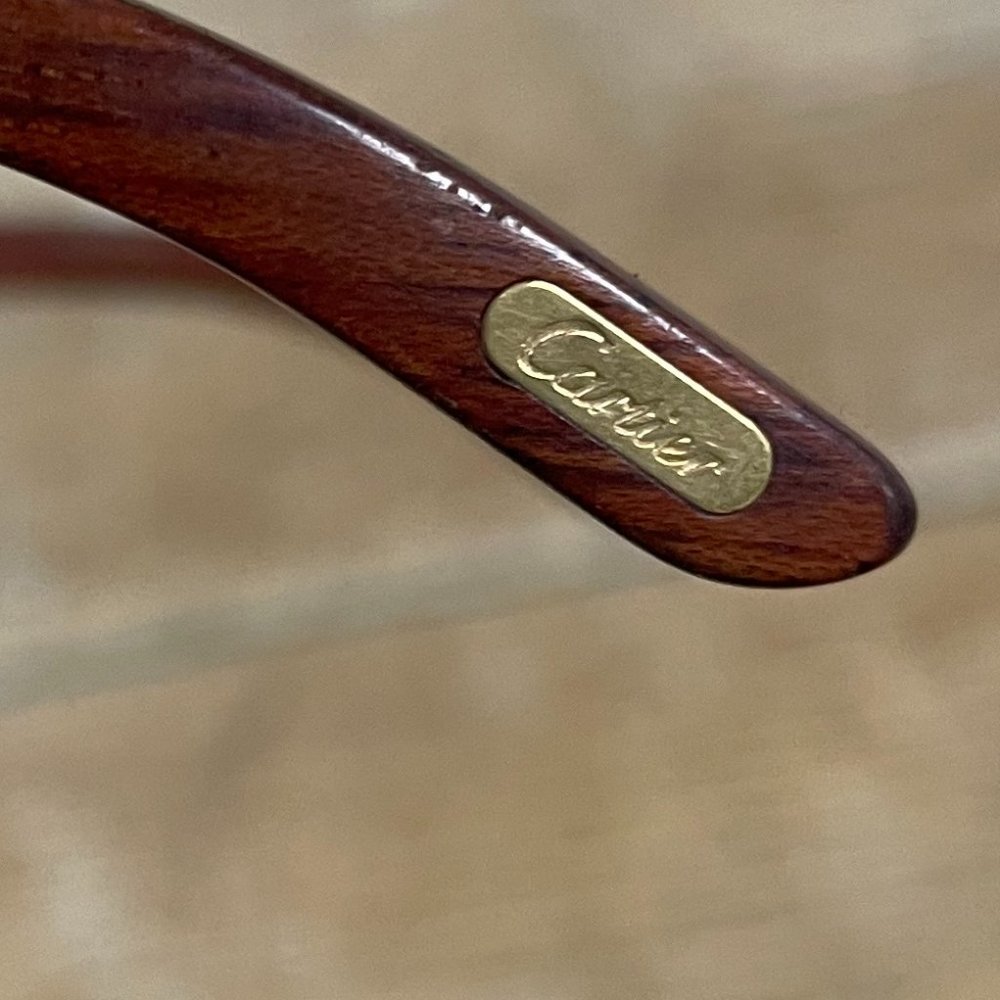 Vintage Cartier Wood Rimless Sunglasses - Picture 11 of 15